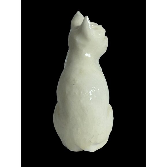 Vintage White Alabaster Cat Figurine With Yellow Eyes Made In Japan - Picture 3 of 5